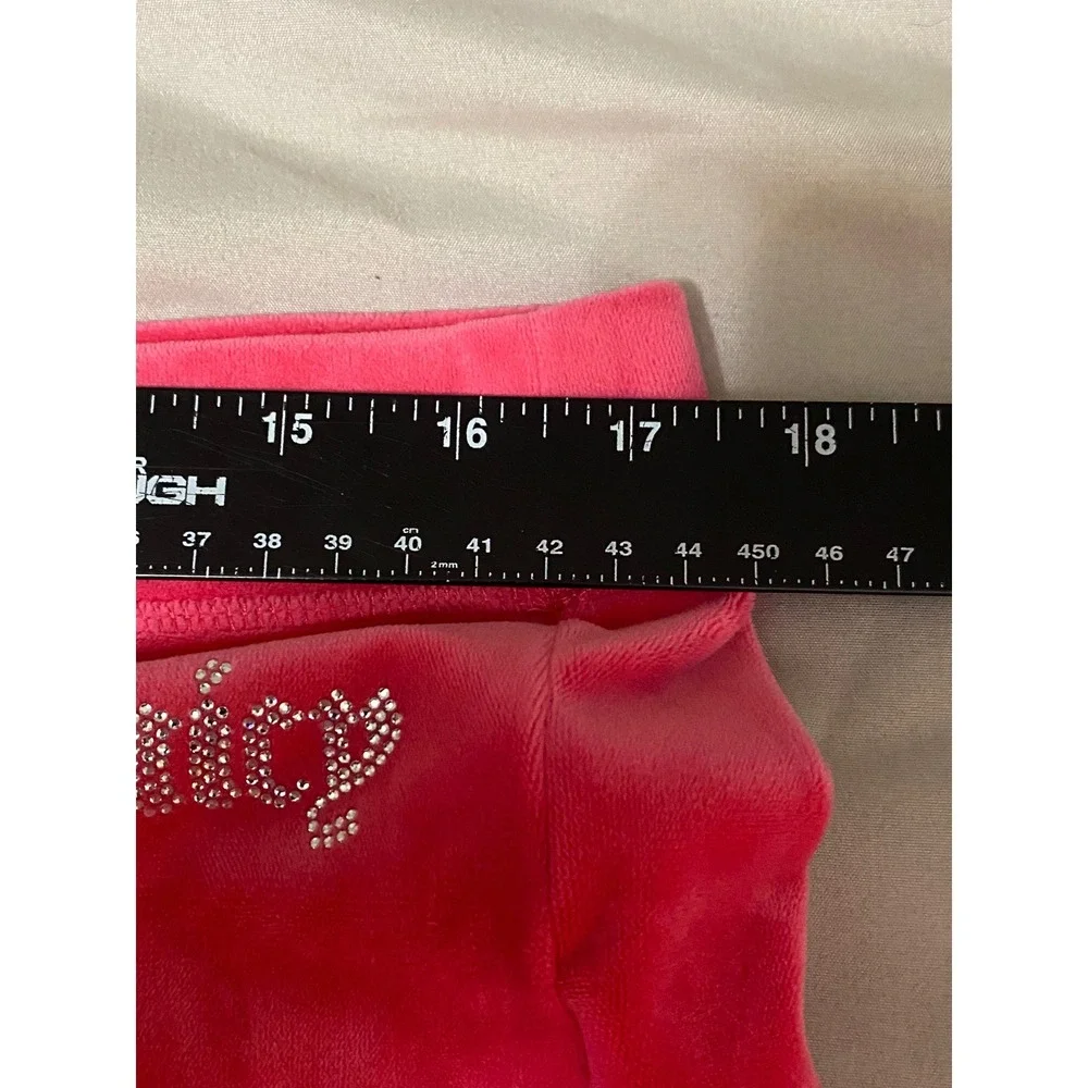 Juicy Couture Tracksuit Women L Pink Y2K Rhinestone Velour Hoodie Pants - Picture 10 of 15